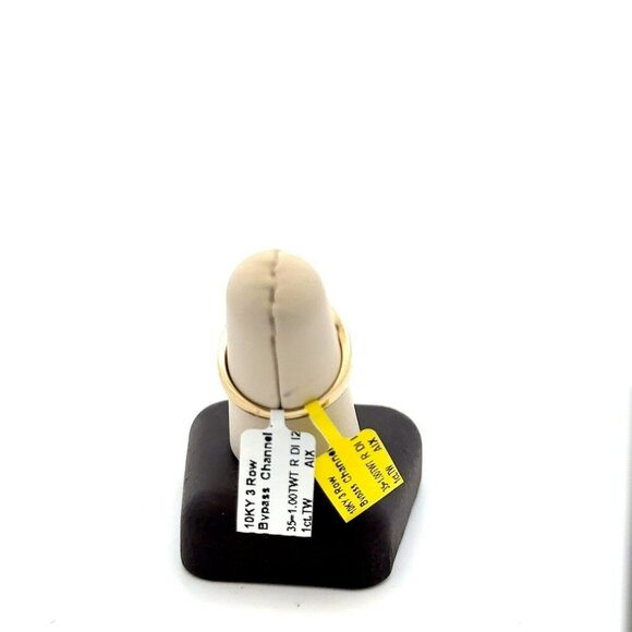 10K Yellow Gold & 1ctw (35 diamonds) Diamond 3 Row Channel Set Size 7.25 Ring - Picture 4 of 6